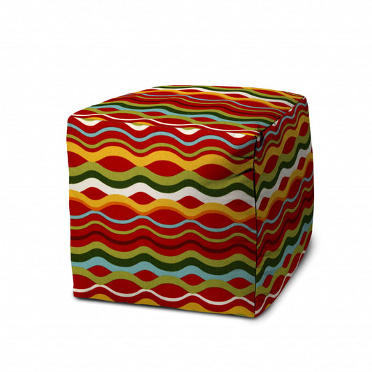 Polyester Cube Indoor Outdoor Pouf Cover - Red