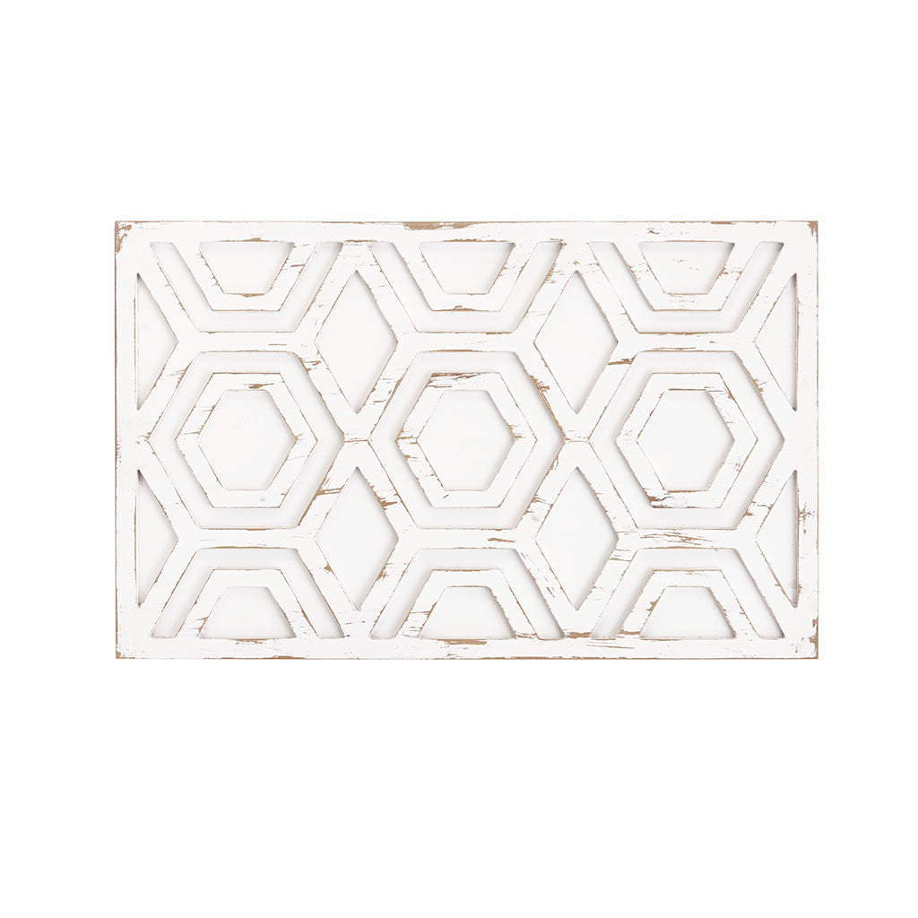 Ralston Ivory Geometric Carved Wood Wall Decor