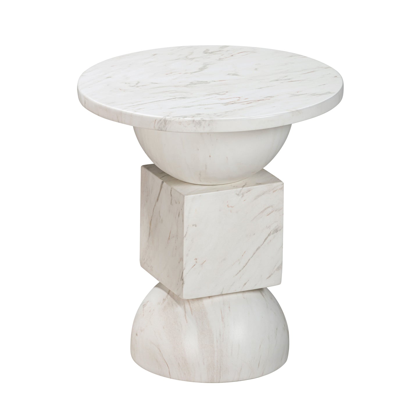 Chip - Marble Print Indoor / Outdoor Side Table - White