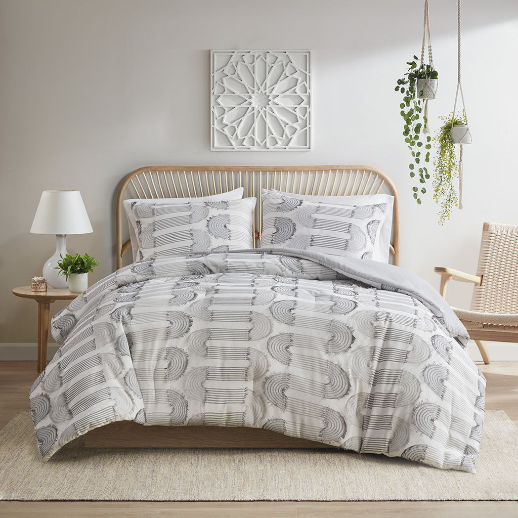 Clip Jacquard Comforter Set - Grey