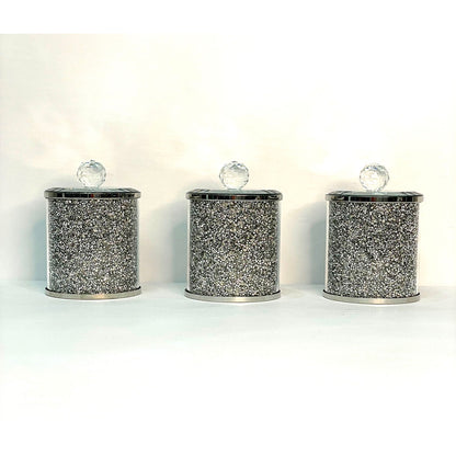 Ambrose Exquisite Three Glass Canister Set In Gift Box Silver