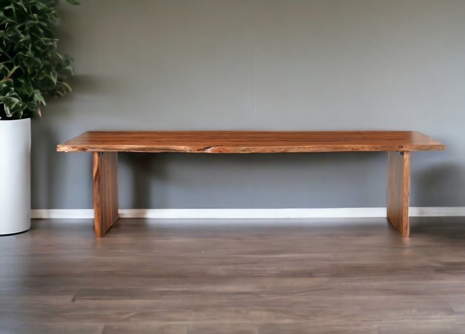 Live Edge Solid Wood Dining Bench - Brown