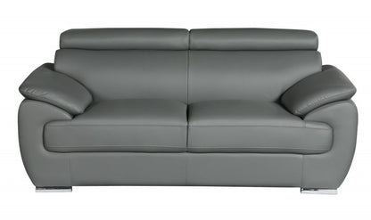 Love Seat Faux Leather - Silver / Gray