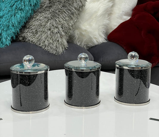 Ambrose Exquisite Three Glass Canister Set In Gift Box Black