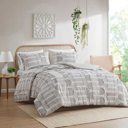 Clip Jacquard Comforter Set, Grey