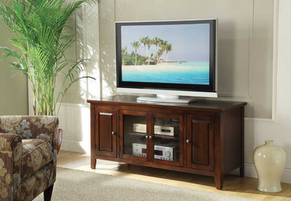 Wood Glass TV Stand For Flat Screen Tvs Up To 60' - Chocolate