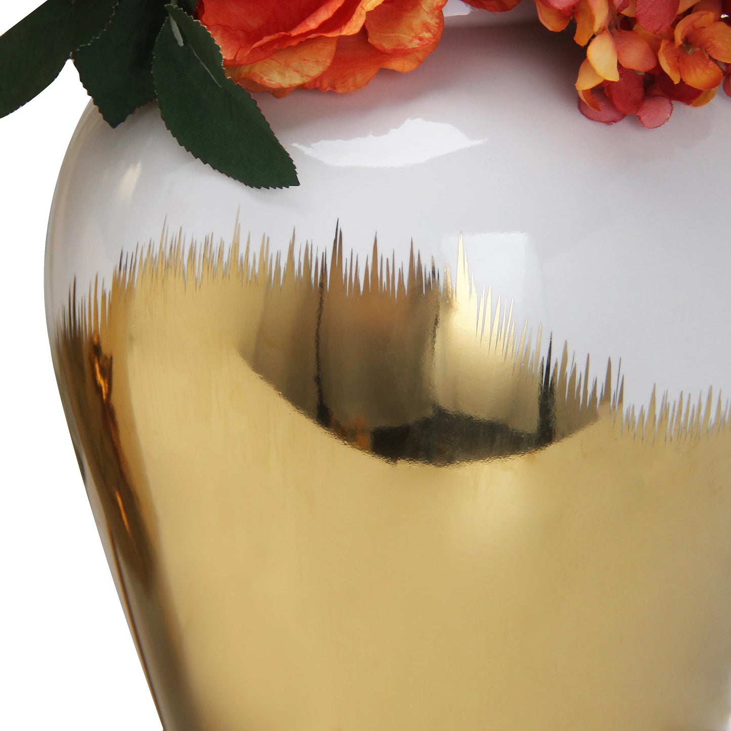 Regal White Gilded Ginger Jar With Removable Lid