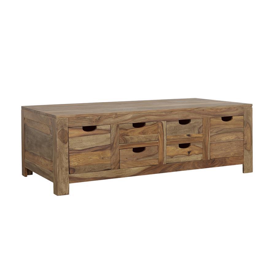 Esther - 6-Drawer Solid Wood Coffee Table - Natural