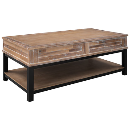 Gewnee - Lift Top Coffee Table With Storage Shelf - Brown