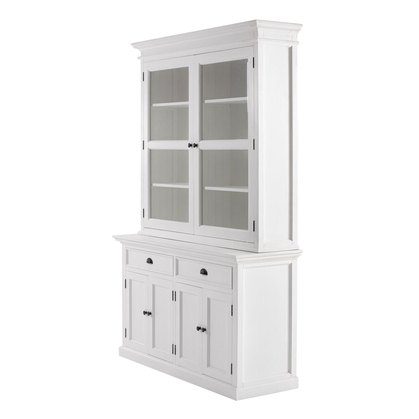 Solid Wood Frame Dining Hutch With Twelve Shelves And Two Drawers - White