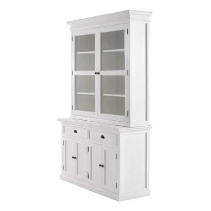 Solid Wood Frame Dining Hutch With Twelve Shelves And Two Drawers - White