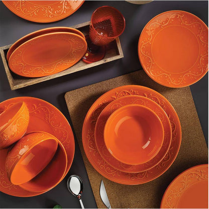 Fulya 16 Pieces Dinnerware Set - Orange