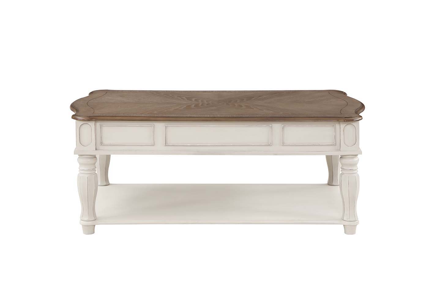 Florian - Coffee Table - Oak & Antique White Finish