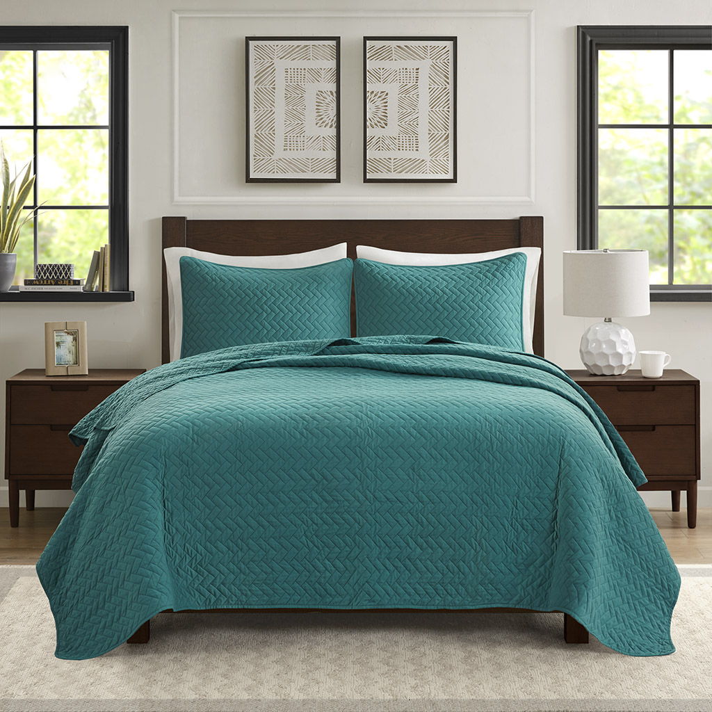 3 Piece Luxurious Oversized Quilt Set - Peacock