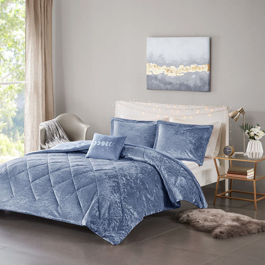 Felicia Twin Long Velvet Comforter Set