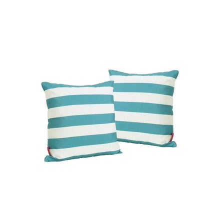 Coronado Stripe Square Pillow - Teal Blue / White - Fabric