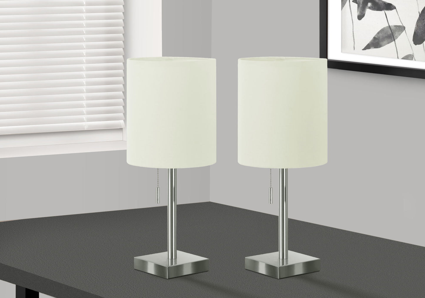 Lighting, Table Lamp, USB Port Included, Nickel, Contemporary (Set of 2)