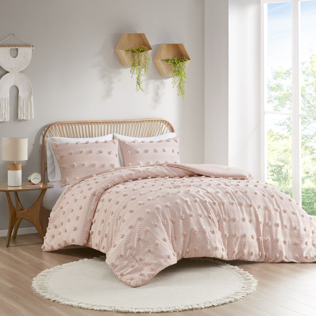 Clip Jacquard Comforter Set, Pink