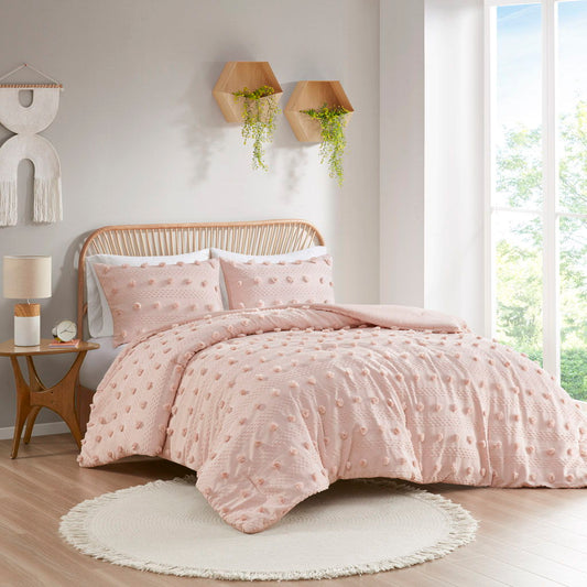 Clip Jacquard Comforter Set, Pink