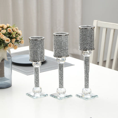 Ambrose Exquisite 3 Piece Candle Holder Set - Silver