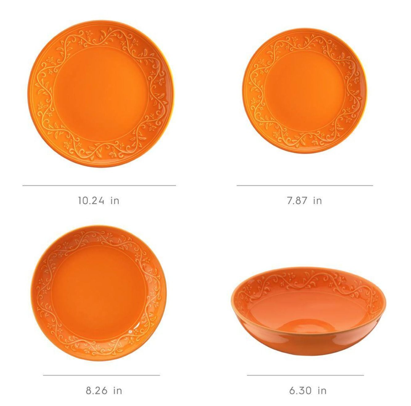 Fulya 16 Pieces Dinnerware Set - Orange