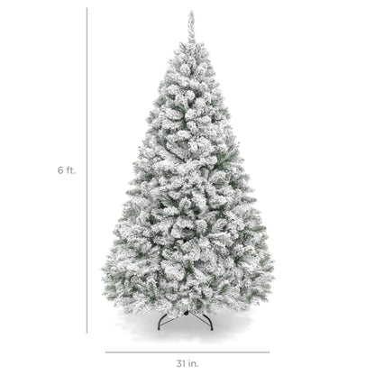 6Ft Snow Flocked Christmas Tree Artificial Hinged Christmas Tree