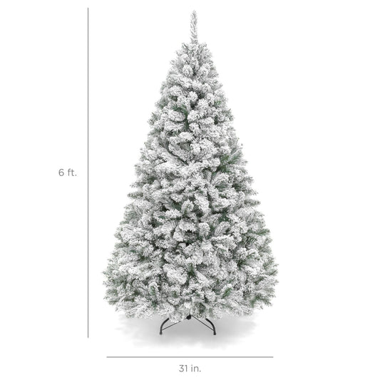 6Ft Snow Flocked Christmas Tree Artificial Hinged Christmas Tree