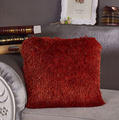 Decorative Shaggy Pillow With Lurex (18 In X 18 In) - Orange