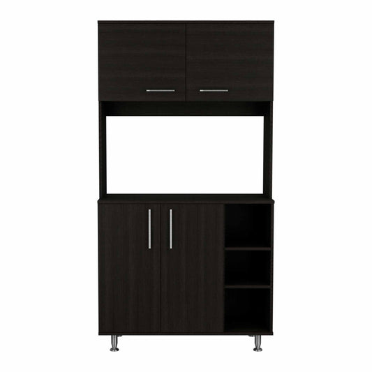 Modern Kitchen Cabinet With Two Storage Shelves - Black