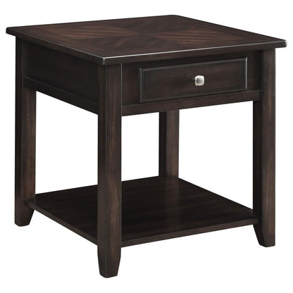 Bradford - 1-Drawer Square Wood End Table - Walnut