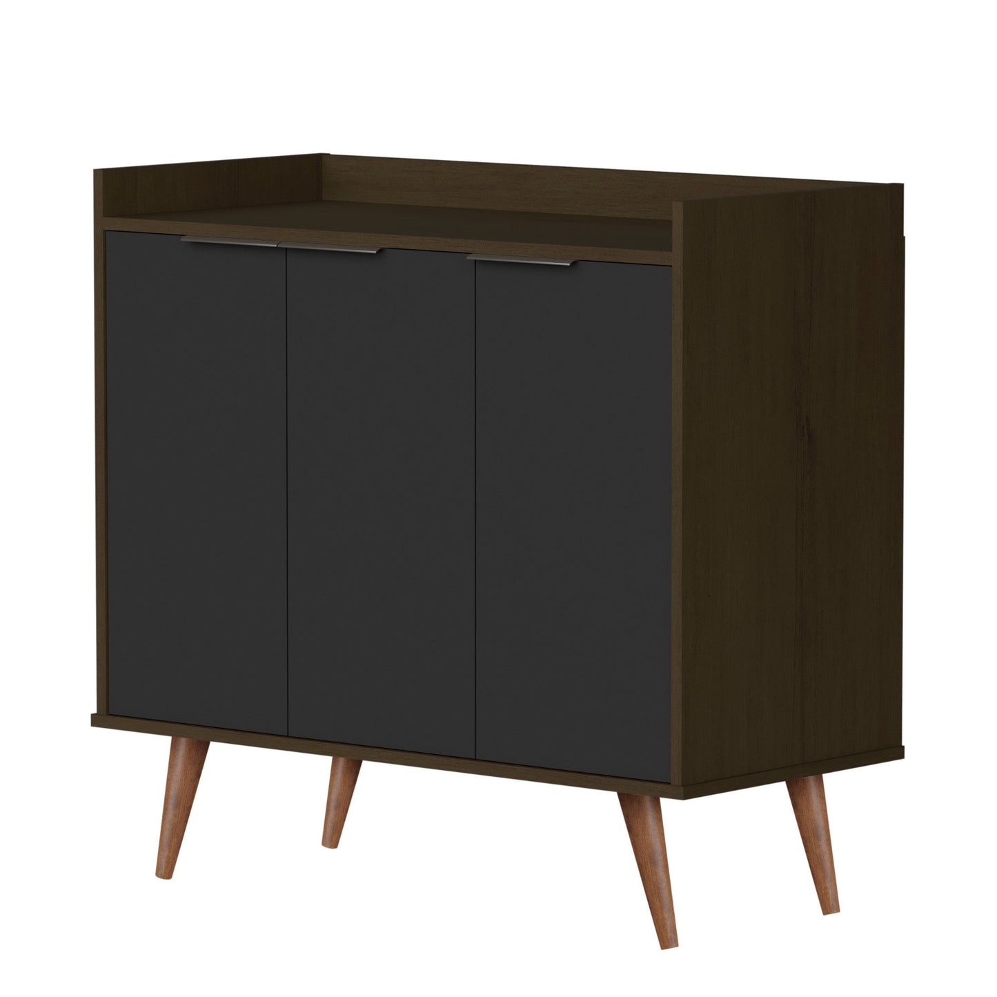 Buffet Accent Chest With Three Shelves - Dark Brown And Black