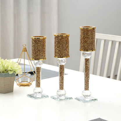 Ambrose Exquisite 3 Piece Candle Holder Set - Gold