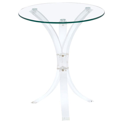 Laning - Round Glass Top Acrylic Side Table - Clear