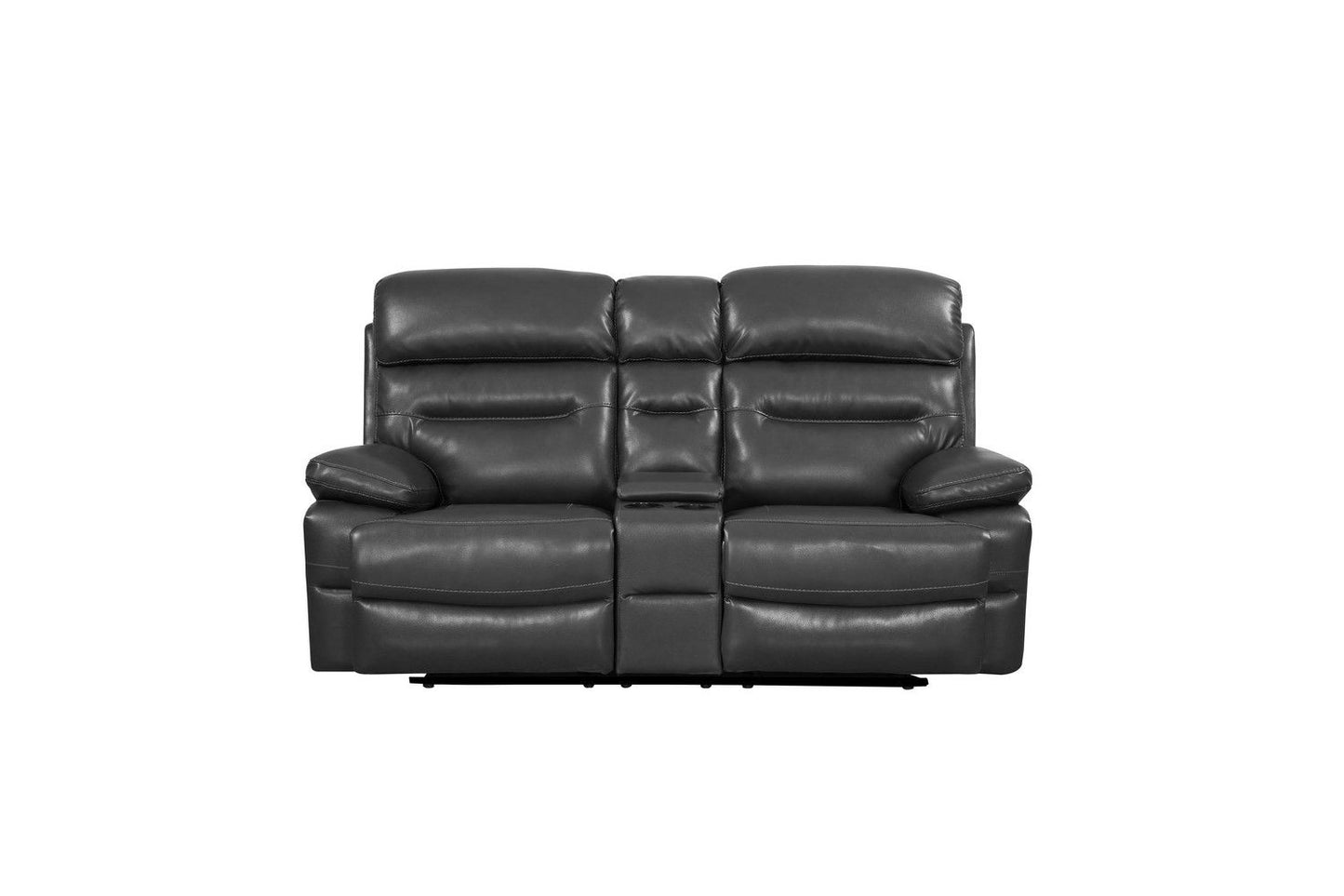 Faux Leather Love Seat With Storage Manual Reclining - Gray