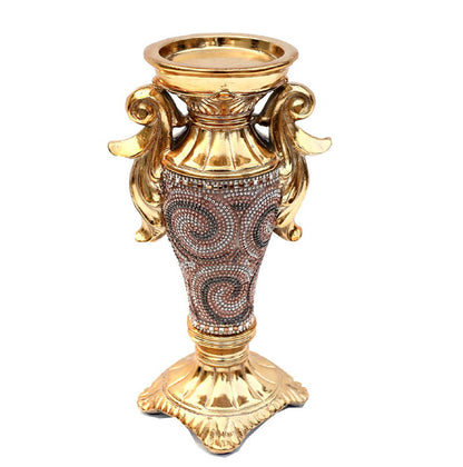 Ambrose, Chrome Plated Crystal Embellished Ceramic Vase - Gold