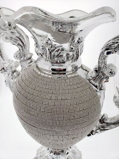 Ambrose - Chrome Plated Crystal Embellished Vase - Silver