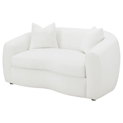 Isabella - Faux Sheepskin Upholstered Loveseat Natural - Ivory