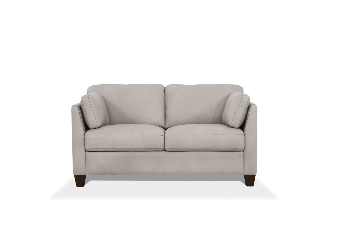 Leather Loveseat - Dusty White / Brown