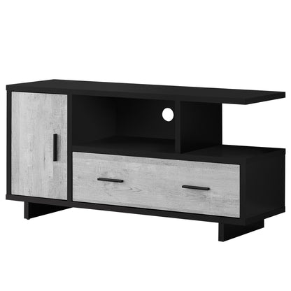 Wooden Open Shelving TV Stand - Black / Gray