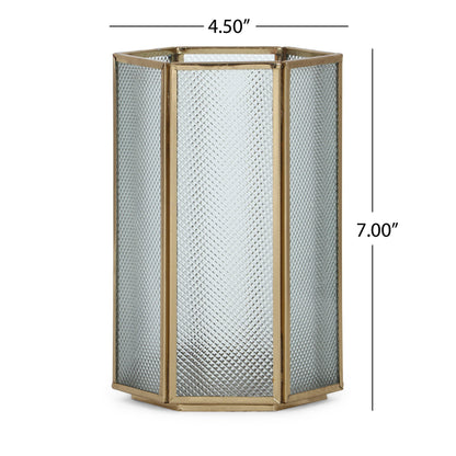 Nh-Home Living - T-Light Holder - Gold Glass