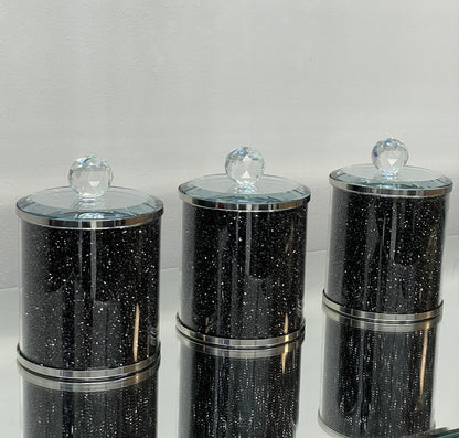 Ambrose Exquisite Three Glass Canister Set In Gift Box Black