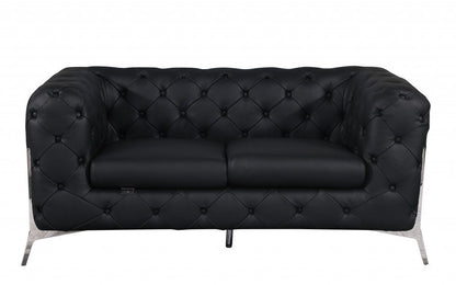 Italian Leather Loveseat - Black