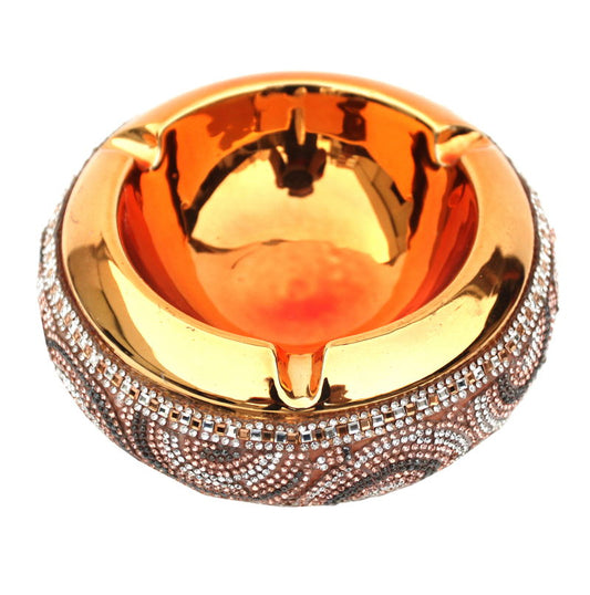 Ambrose Chrome - Plated Crystal Embellished Ceramic Ashtray - Gold