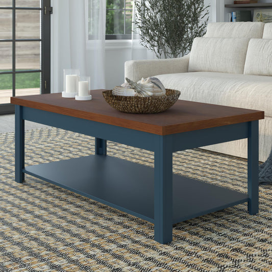 Nantucket - 14" Chairside Table - Blue Denim & Whiskey