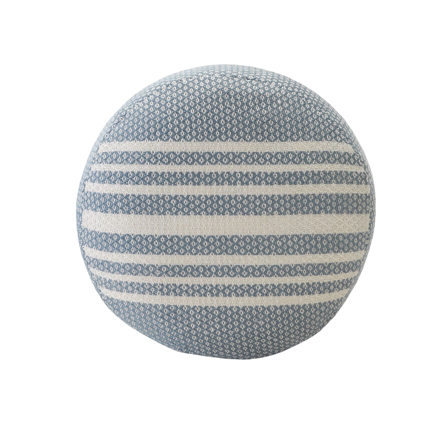 Polyester Round Striped Indoor Outdoor Pouf Ottoman - Blue