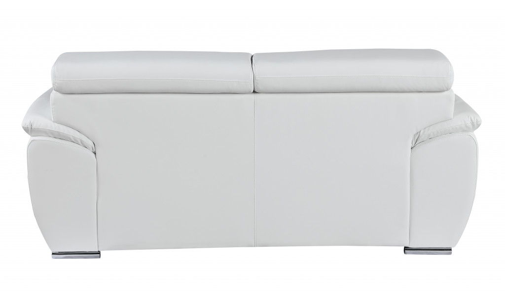 Faux Leather Love Seat - White / Silver