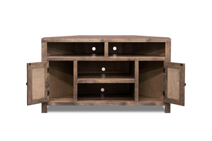 Joshua Creek - Corner TV Stand For TVs Up To - Barnwood