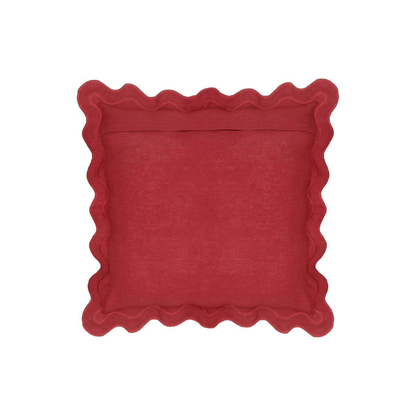 Scalloped - Linen Throw Pillow - Edge Red and Pink