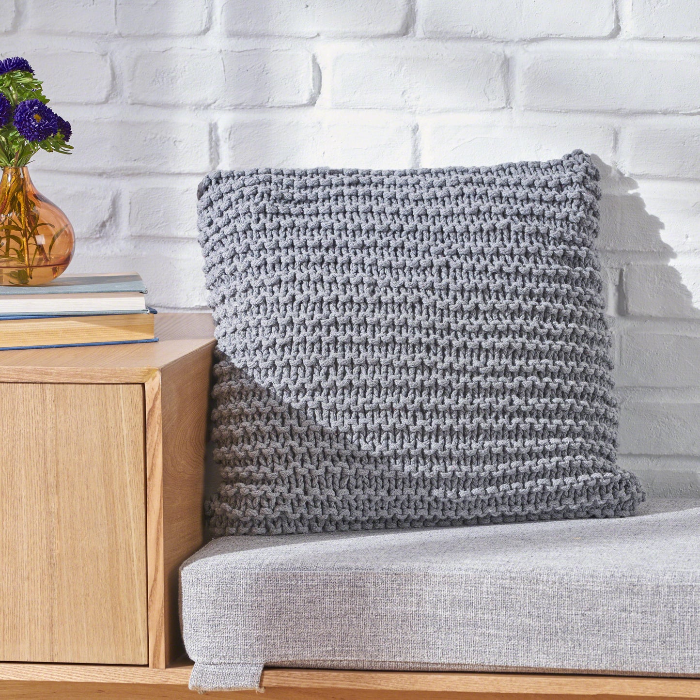 Knited Pillow - Light Gray