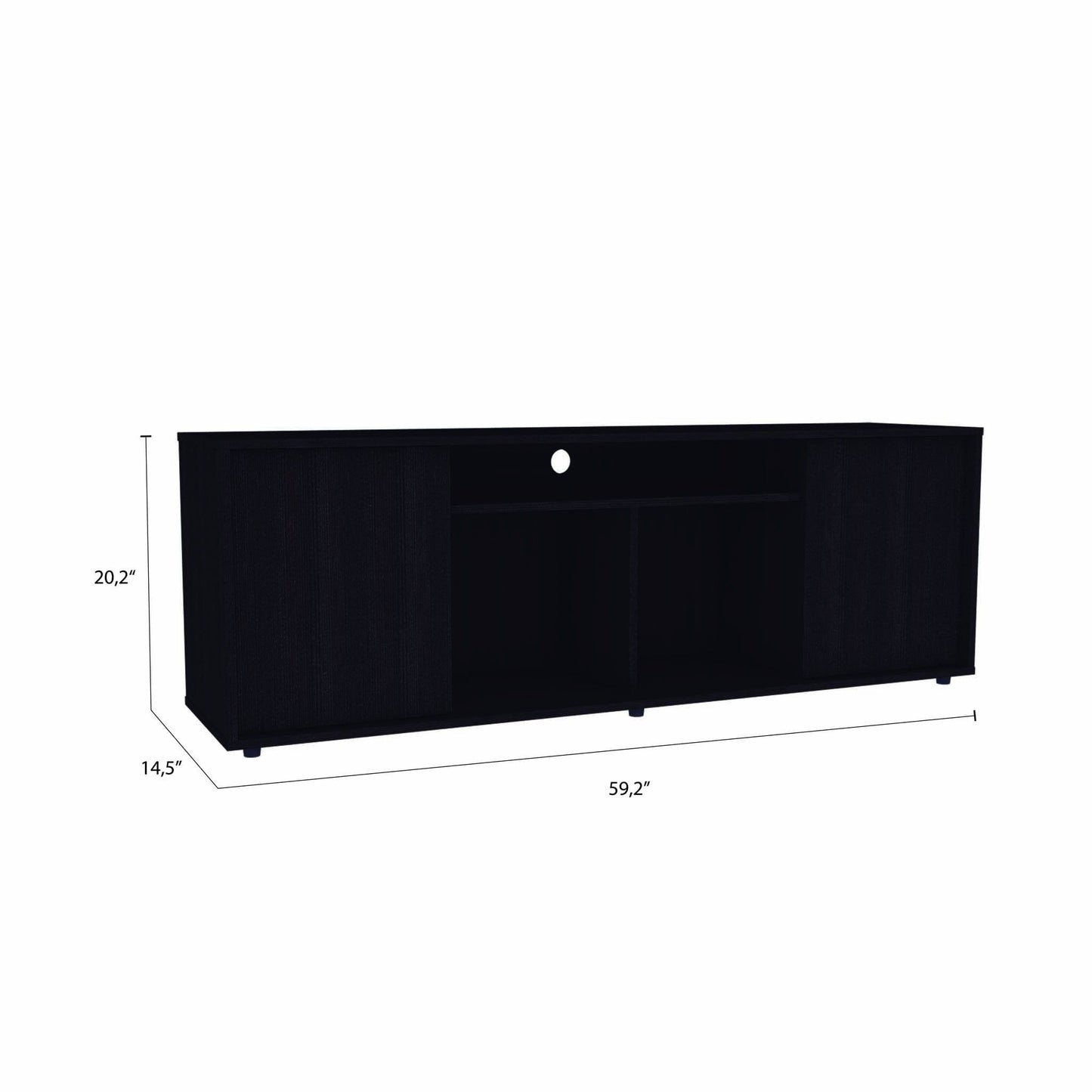 Tv Stand Media Center With Two Cabinets - Black